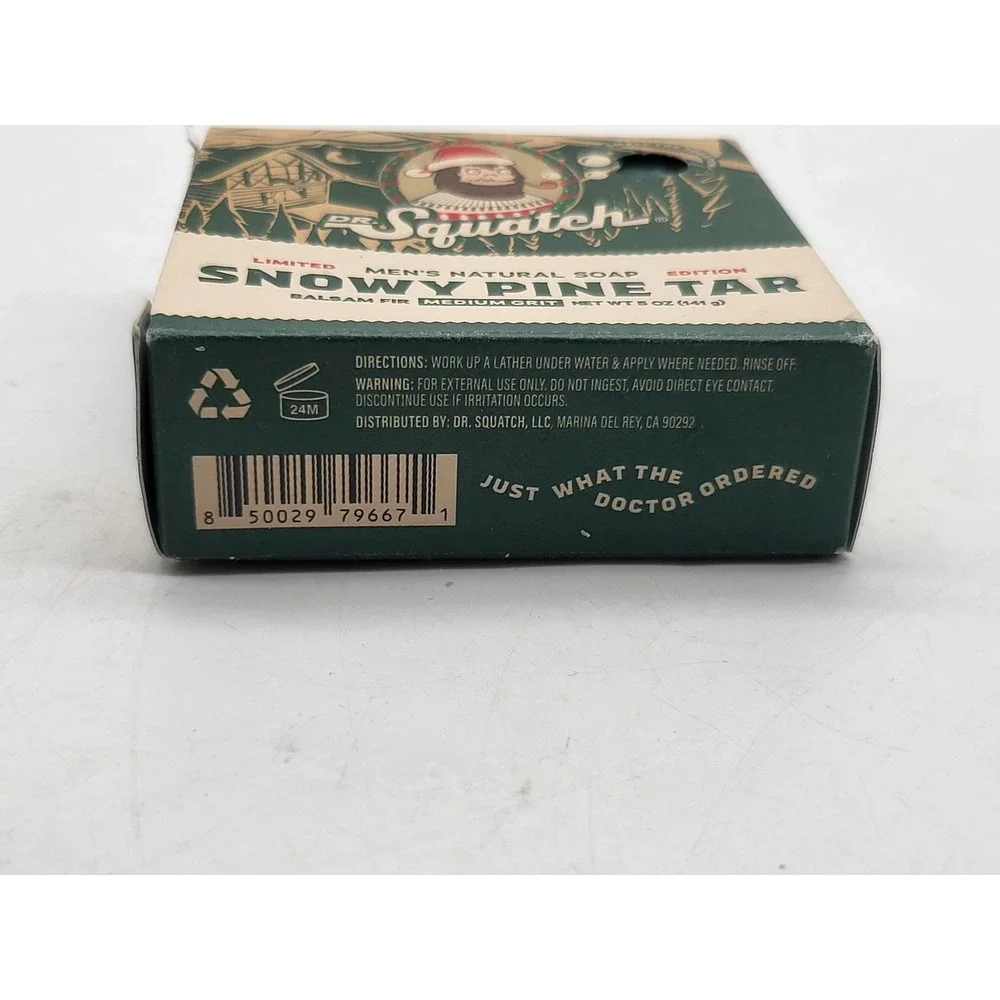 Dr. Squatch Snowy Pine Tar Men's Soap Limited Edition 5oz Balsam Fir Medium Grit